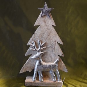 Holzbaum-mit-Metallhirsch